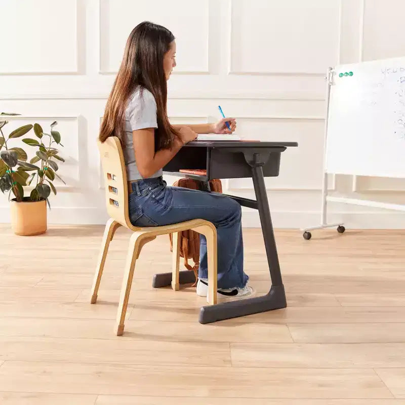ECR4Kids Chaise empilable en bois courbé, hauteur d'assise 40,64 cm, meuble Montessori, lot de 2