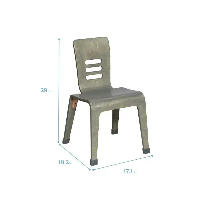 ECR4Kids Chaise empilable en bois courbé, hauteur d'assise 40,64 cm, meuble Montessori, lot de 2