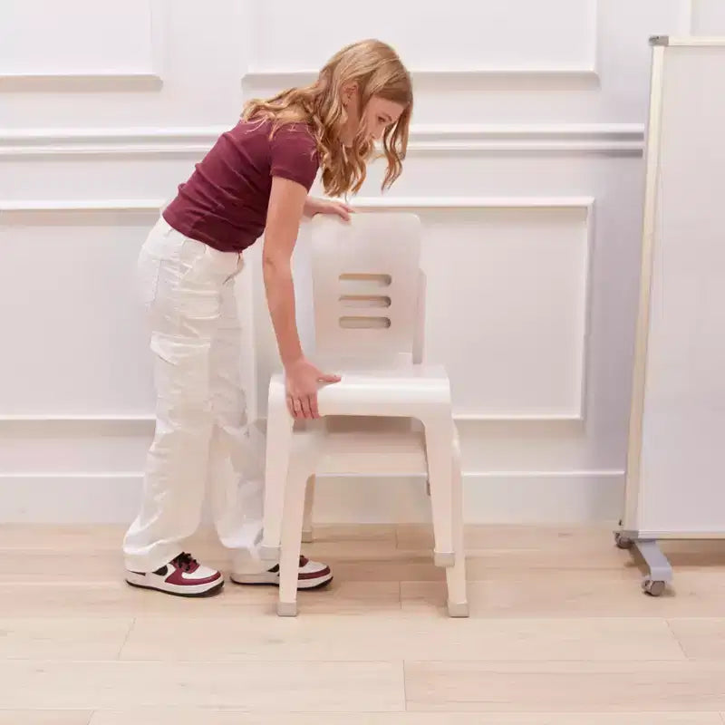ECR4Kids Chaise empilable en bois courbé, hauteur d'assise 40,64 cm, meuble Montessori, lot de 2