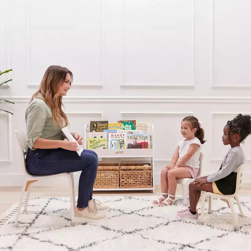 ECR4Kids Chaise empilable en bois courbé, hauteur d'assise 40,64 cm, meuble Montessori, lot de 2