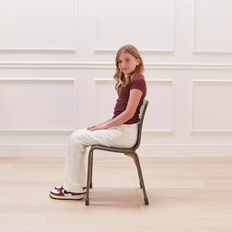 ECR4Kids Chaise empilable en bois courbé, hauteur d'assise 40,64 cm, meuble Montessori, lot de 2