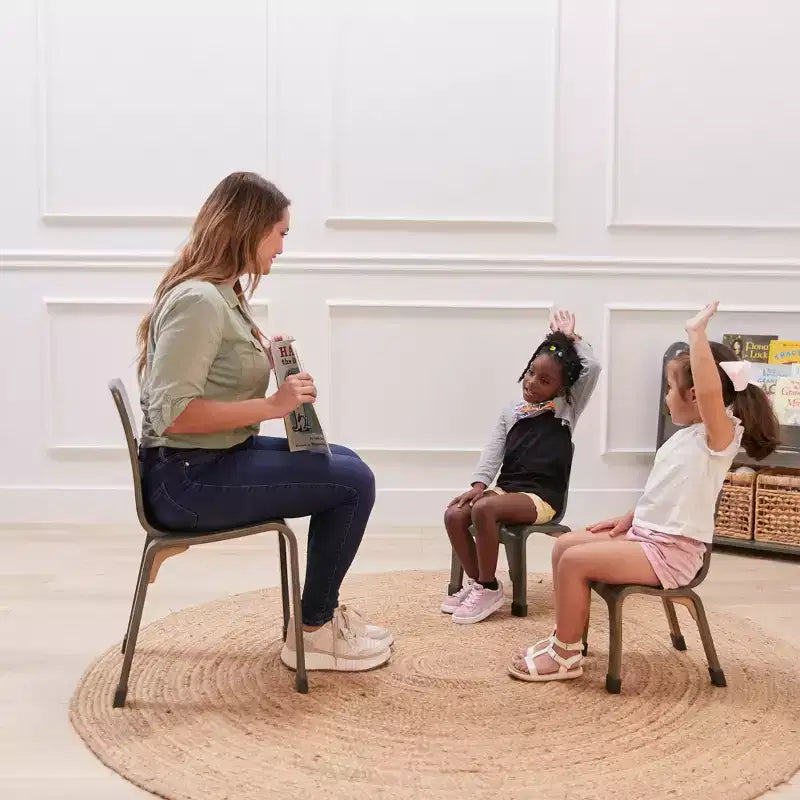ECR4Kids Chaise empilable en bois courbé, hauteur d'assise 40,64 cm, meuble Montessori, lot de 2