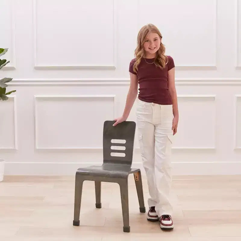 ECR4Kids Chaise empilable en bois courbé, hauteur d'assise 40,64 cm, meuble Montessori, lot de 2