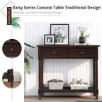 La console traditionnelle Misty Moon Daisy Series avec deux tiroirs et une étagère inférieure (Espresso)