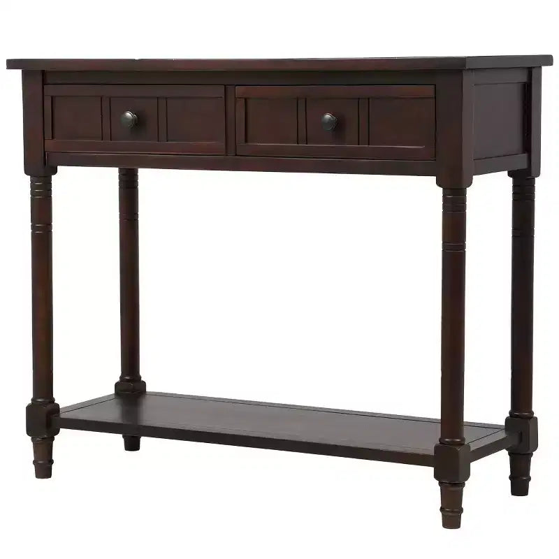 La console traditionnelle Misty Moon Daisy Series avec deux tiroirs et une étagère inférieure (Espresso)