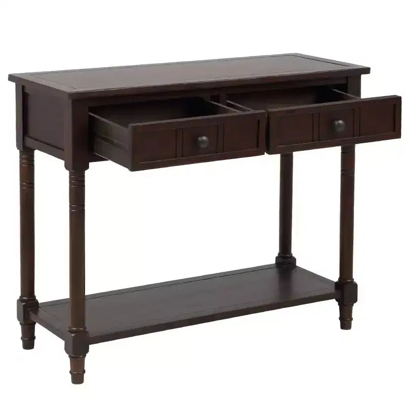 La console traditionnelle Misty Moon Daisy Series avec deux tiroirs et une étagère inférieure (Espresso)