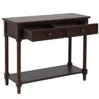 La console traditionnelle Misty Moon Daisy Series avec deux tiroirs et une étagère inférieure (Espresso)