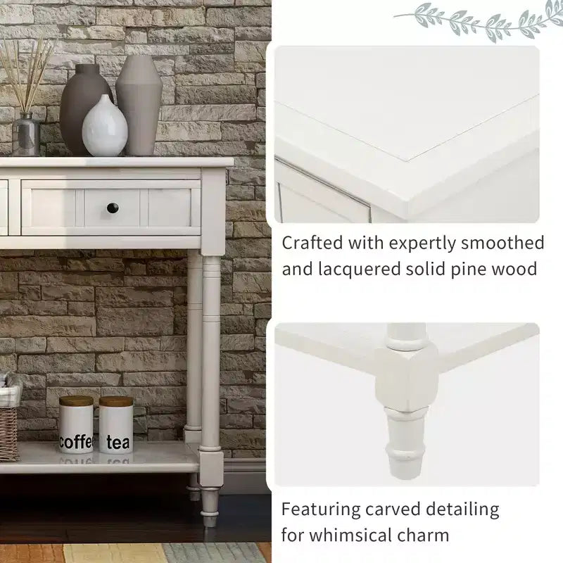 La console traditionnelle Misty Moon Daisy Series avec deux tiroirs et une étagère inférieure (Espresso)