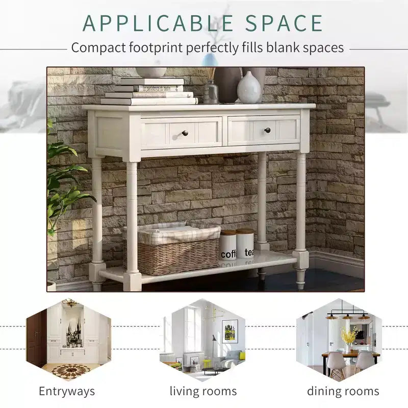 La console traditionnelle Misty Moon Daisy Series avec deux tiroirs et une étagère inférieure (Espresso)