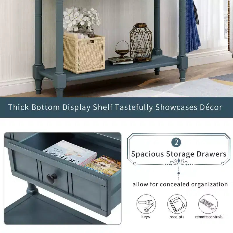 La console traditionnelle Misty Moon Daisy Series avec deux tiroirs et une étagère inférieure (Espresso)