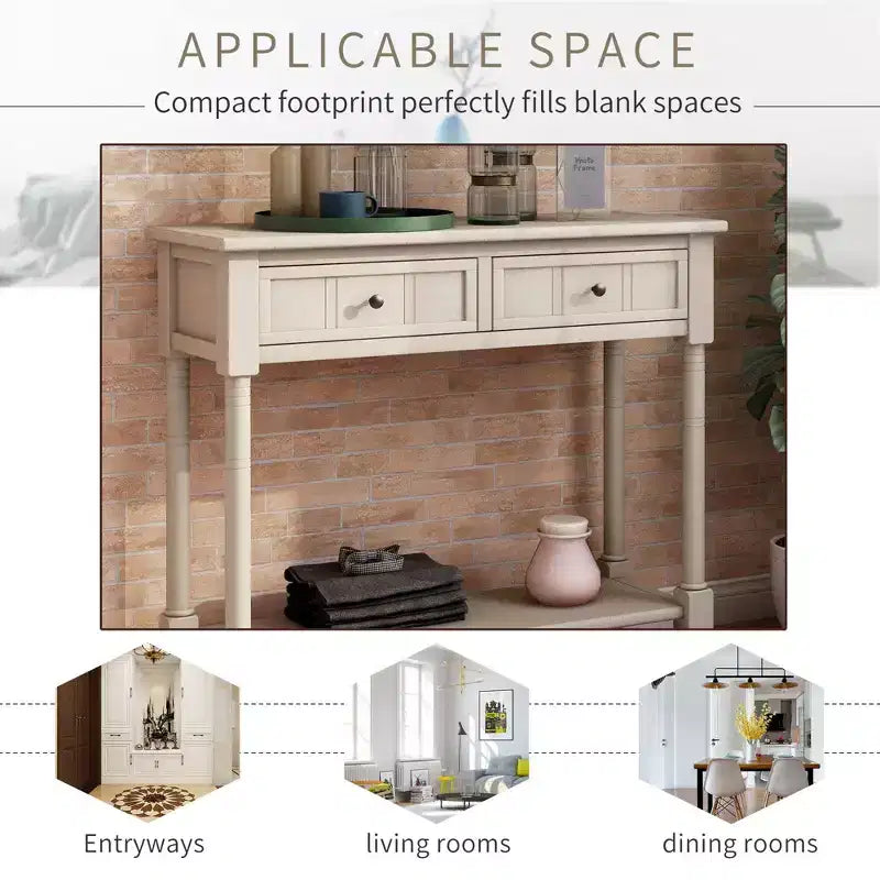 La console traditionnelle Misty Moon Daisy Series avec deux tiroirs et une étagère inférieure (Espresso)
