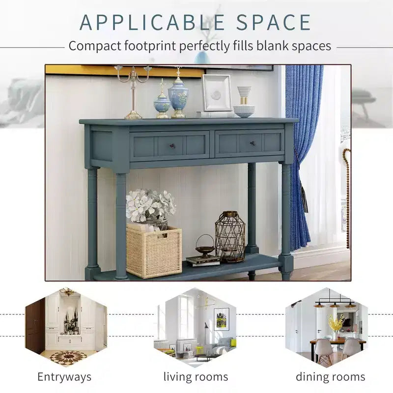 La console traditionnelle Misty Moon Daisy Series avec deux tiroirs et une étagère inférieure (Espresso)