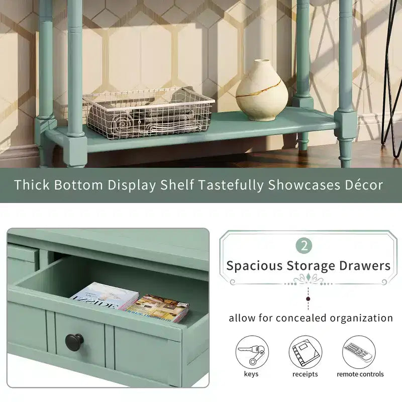 La console traditionnelle Misty Moon Daisy Series avec deux tiroirs et une étagère inférieure (Espresso)