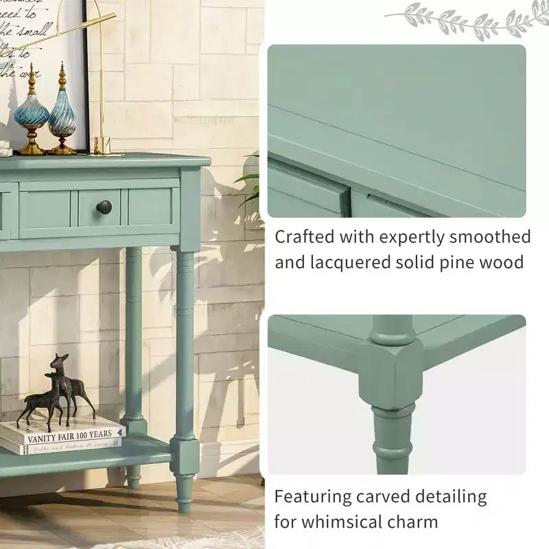 La console traditionnelle Misty Moon Daisy Series avec deux tiroirs et une étagère inférieure (Espresso)