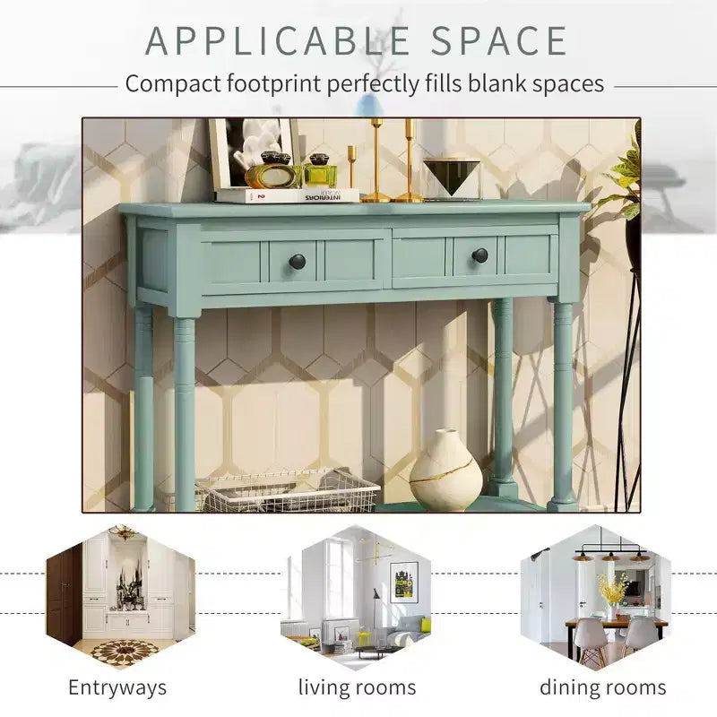 La console traditionnelle Misty Moon Daisy Series avec deux tiroirs et une étagère inférieure (Espresso)