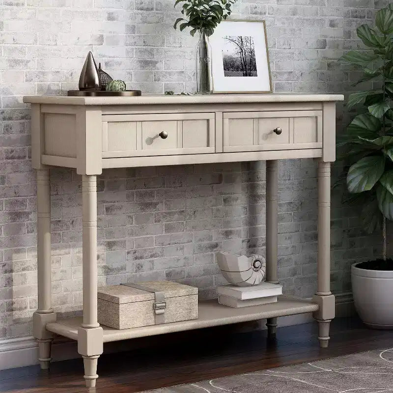 La console traditionnelle Misty Moon Daisy Series avec deux tiroirs et une étagère inférieure (Espresso)