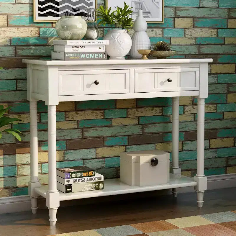La console traditionnelle Misty Moon Daisy Series avec deux tiroirs et une étagère inférieure (Espresso)