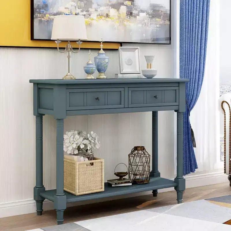 La console traditionnelle Misty Moon Daisy Series avec deux tiroirs et une étagère inférieure (Espresso)