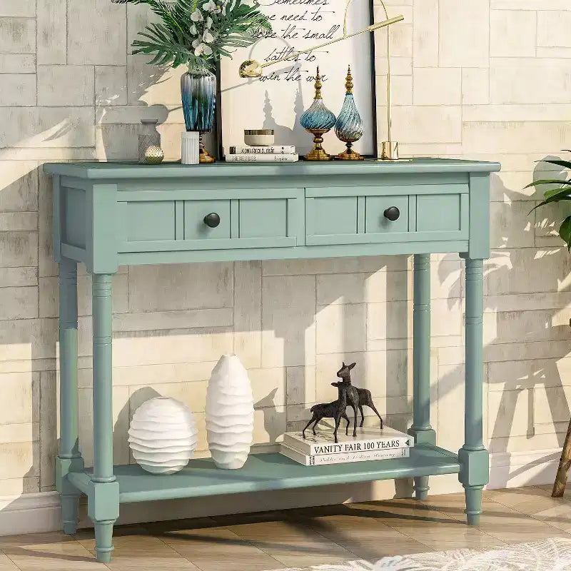 La console traditionnelle Misty Moon Daisy Series avec deux tiroirs et une étagère inférieure (Espresso)