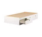HomeStock 14.75 in.H Twin Size White with Storage Beds made of Particle Board Bed Frame