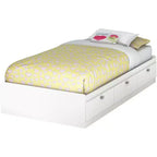 HomeStock Lit simple blanc de 37,46 cm H avec rangements, en aggloméré