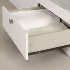 HomeStock Lit simple blanc de 37,46 cm H avec rangements, en aggloméré