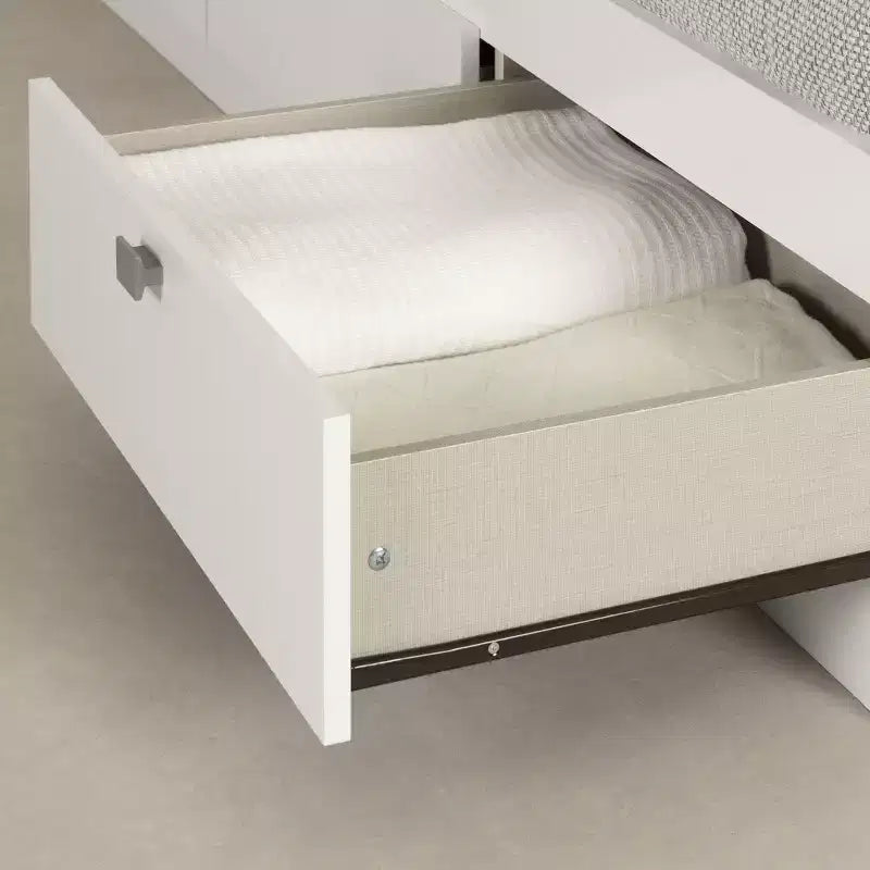 HomeStock Lit simple blanc de 37,46 cm H avec rangements, en aggloméré