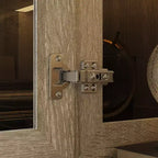Bibliothèque Famapy Chêne Gris avec Vitrine en Verre et Bande Lumineuse LED, Étagère Haute avec Portes, Vitrine de Rangement