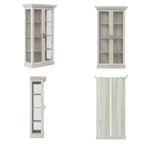 Bibliothèque Famapy Chêne Gris avec Vitrine en Verre et Bande Lumineuse LED, Étagère Haute avec Portes, Vitrine de Rangement