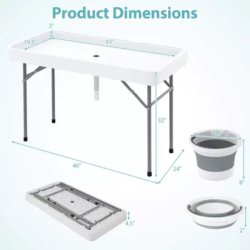 Table pliante Costway de 120 cm avec bac à glace intégré, table d'extérieur portable avec grand évier