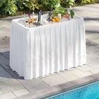 Table pliante Costway de 120 cm avec bac à glace intégré, table d'extérieur portable avec grand évier