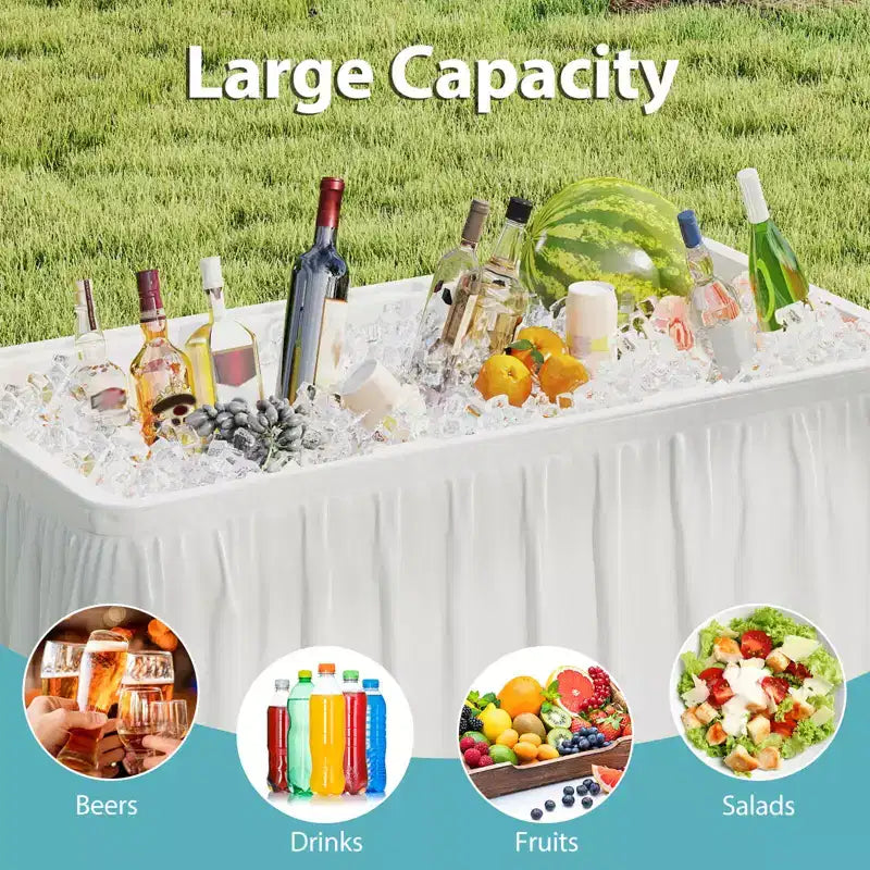 Table pliante Costway de 120 cm avec bac à glace intégré, table d'extérieur portable avec grand évier
