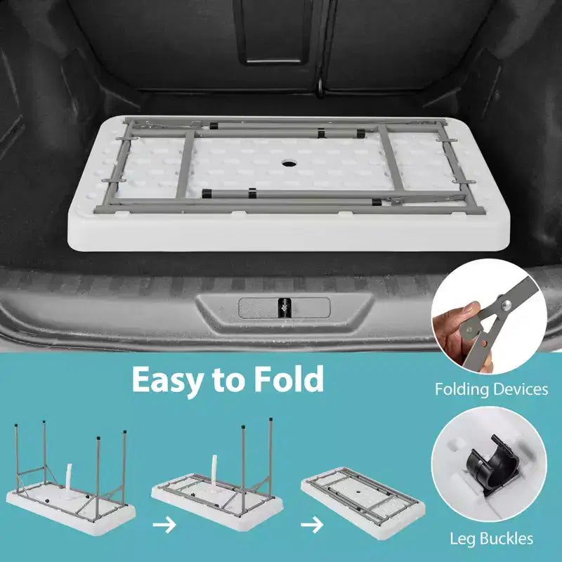 Table pliante Costway de 120 cm avec bac à glace intégré, table d'extérieur portable avec grand évier