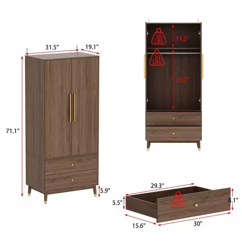 Famapy Contemporain - Armoire Élégante : Garde-robe Chic et Fonctionnelle pour Chambre à Coucher
