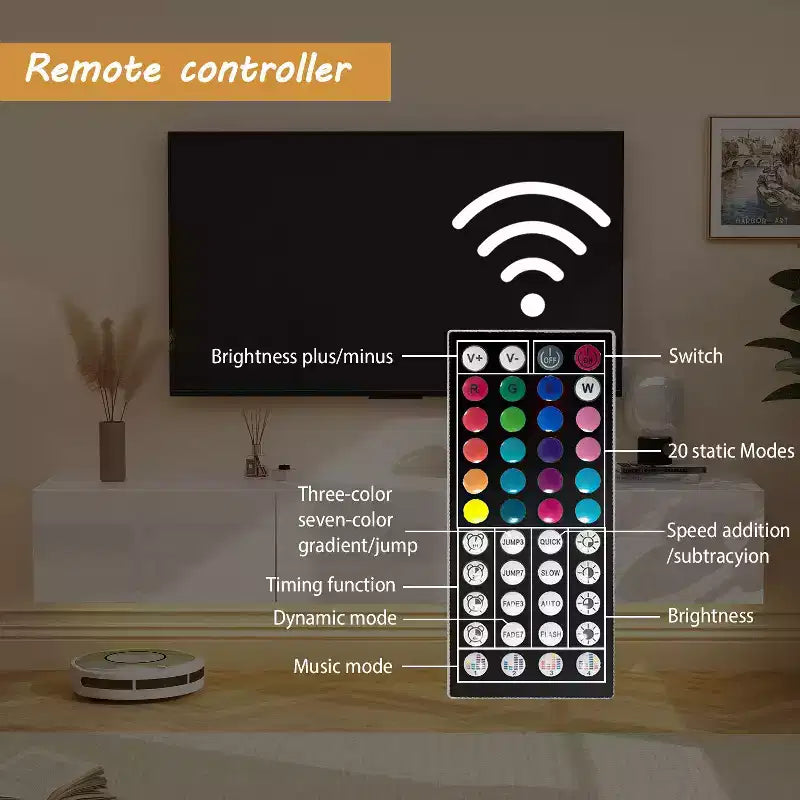 Meuble TV Mural Famapy - Élégance Moderne Blanche et Brillance Fonctionnelle pour Votre Espace de Divertissement