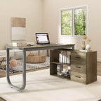 Bureau individuel Famapy : poste de travail modulaire avec organisateur à 3 tiroirs, étagère ouverte et rangement réglable - bureau d'ordinateur pour la maison