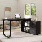Bureau individuel Famapy : poste de travail modulaire avec organisateur à 3 tiroirs, étagère ouverte et rangement réglable - bureau d'ordinateur pour la maison