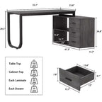 Bureau individuel Famapy : poste de travail modulaire avec organisateur à 3 tiroirs, étagère ouverte et rangement réglable - bureau d'ordinateur pour la maison