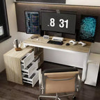 Bureau individuel Famapy : poste de travail modulaire avec organisateur à 3 tiroirs, étagère ouverte et rangement réglable - bureau d'ordinateur pour la maison