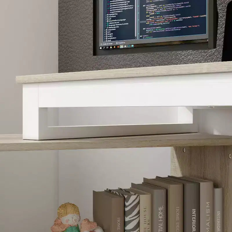 Bureau individuel Famapy : poste de travail modulaire avec organisateur à 3 tiroirs, étagère ouverte et rangement réglable - bureau d'ordinateur pour la maison