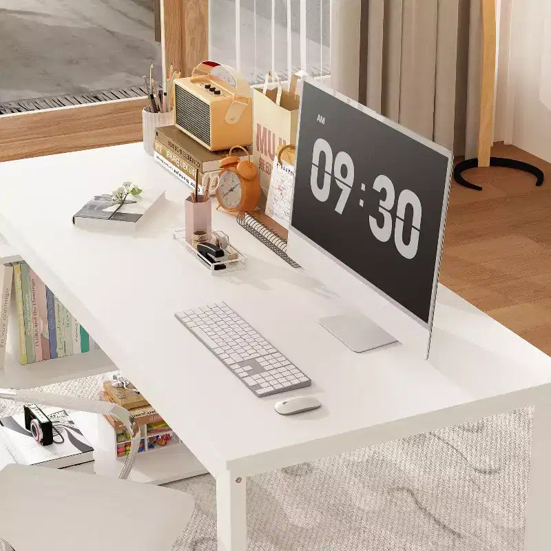 Bureau individuel Famapy : poste de travail modulaire avec organisateur à 3 tiroirs, étagère ouverte et rangement réglable - bureau d'ordinateur pour la maison
