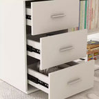 Bureau individuel Famapy : poste de travail modulaire avec organisateur à 3 tiroirs, étagère ouverte et rangement réglable - bureau d'ordinateur pour la maison