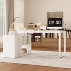 Bureau individuel Famapy : poste de travail modulaire avec organisateur à 3 tiroirs, étagère ouverte et rangement réglable - bureau d'ordinateur pour la maison