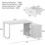 Bureau individuel Famapy : poste de travail modulaire avec organisateur à 3 tiroirs, étagère ouverte et rangement réglable - bureau d'ordinateur pour la maison