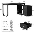 Bureau individuel Famapy : poste de travail modulaire avec organisateur à 3 tiroirs, étagère ouverte et rangement réglable - bureau d'ordinateur pour la maison