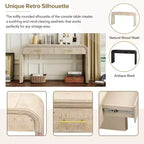 Console Rétro Unique avec Silhouette Ouverte, Deux Tiroirs Supérieurs (Finition Bois Naturel)