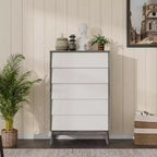 Commode à 5 tiroirs de style Mid-Century, chiffonnier haut en bois à 5 tiroirs pour rangement