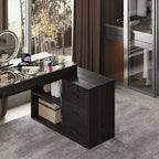 Bureau d'angle noir Famapy avec plateau en verre, bureau réversible, table d'ordinateur.