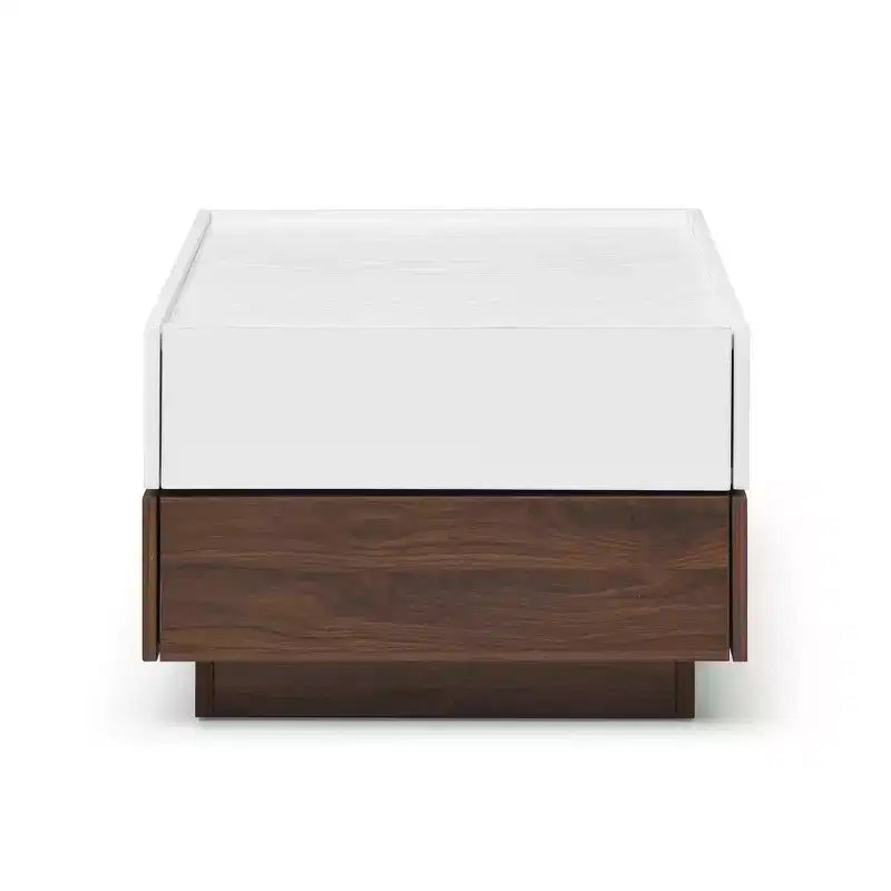 Table basse carrée GDFStudio Elliot Wood 24 avec 2 tiroirs et plateau pivotant