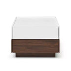 Table basse carrée GDFStudio Elliot Wood 24 avec 2 tiroirs et plateau pivotant